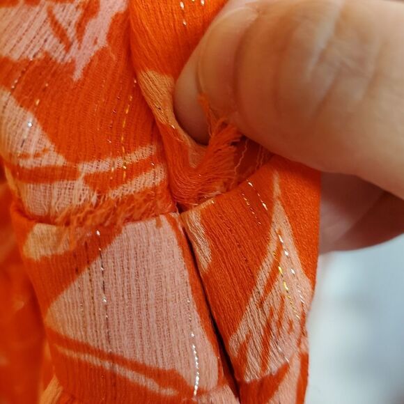 Chelsea28 XL Floral Faux Wrap Bodice Midi Dress Tangerine - Picture 6 of 8